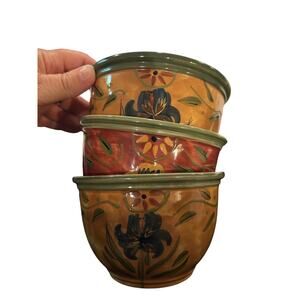 Certified International Susan Winget Hand-Painted Floral Ceramic Bowls Set of 3